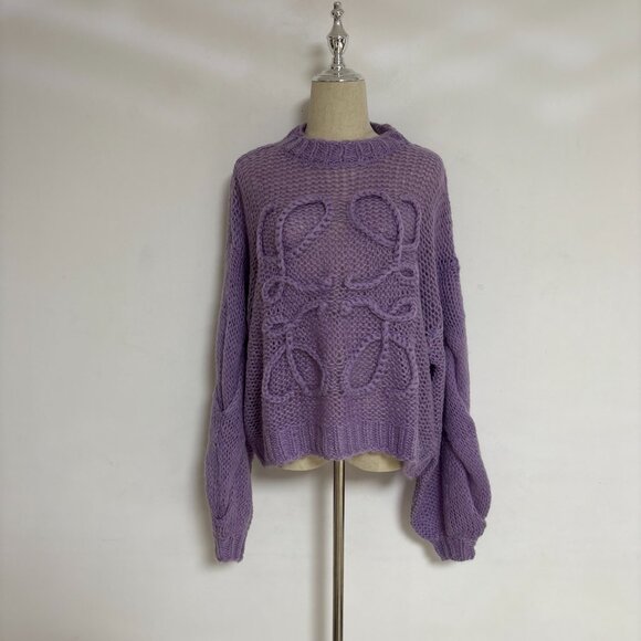LOEWE Anagram Knit Mohair Blend Sweater (Purple) - Picture 7 of 16